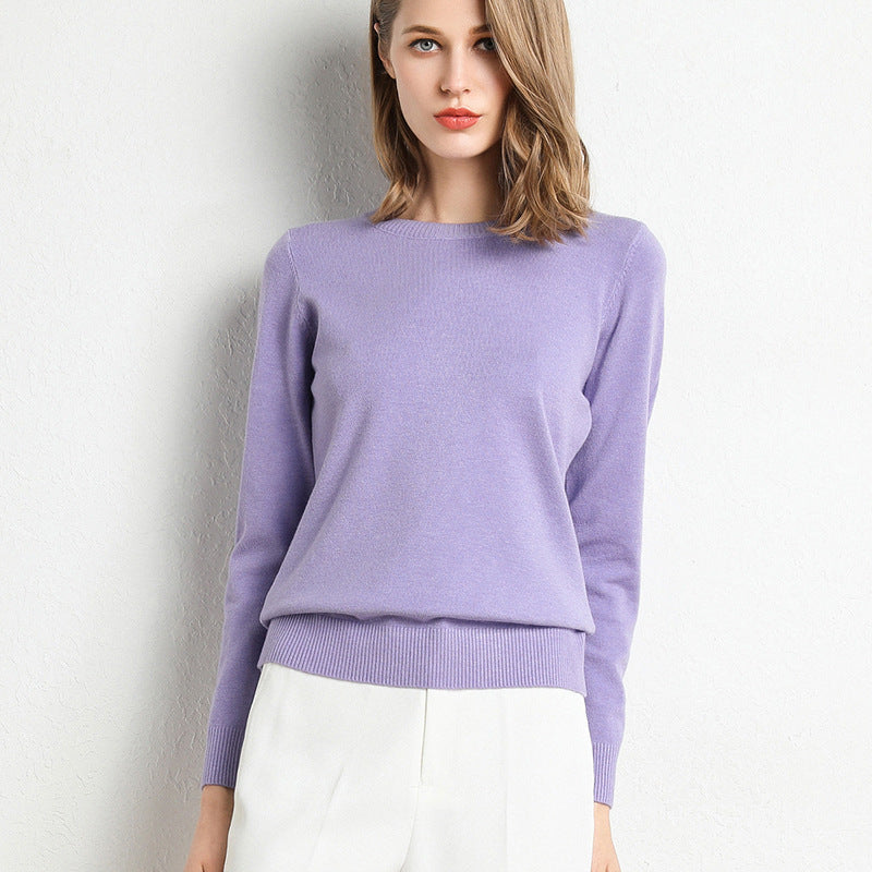 Casual Wool Sweater with Crew Neck and Warm Long Sleeves for Women | Perfect for Casual Days