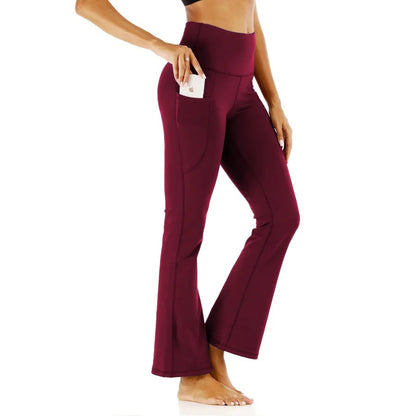 Women's Sporty High Waist Flared Pants with Side Pockets | Ideal for All Seasons