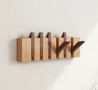 Wall Coat Rack Wood Foldable Hook Entryway Organizer