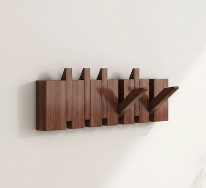 Wall Coat Rack Wood Foldable Hook Entryway Organizer