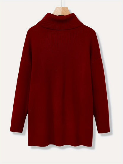 Women's Oversized Solid Colour Turtleneck Jumper | Ideal for Winter