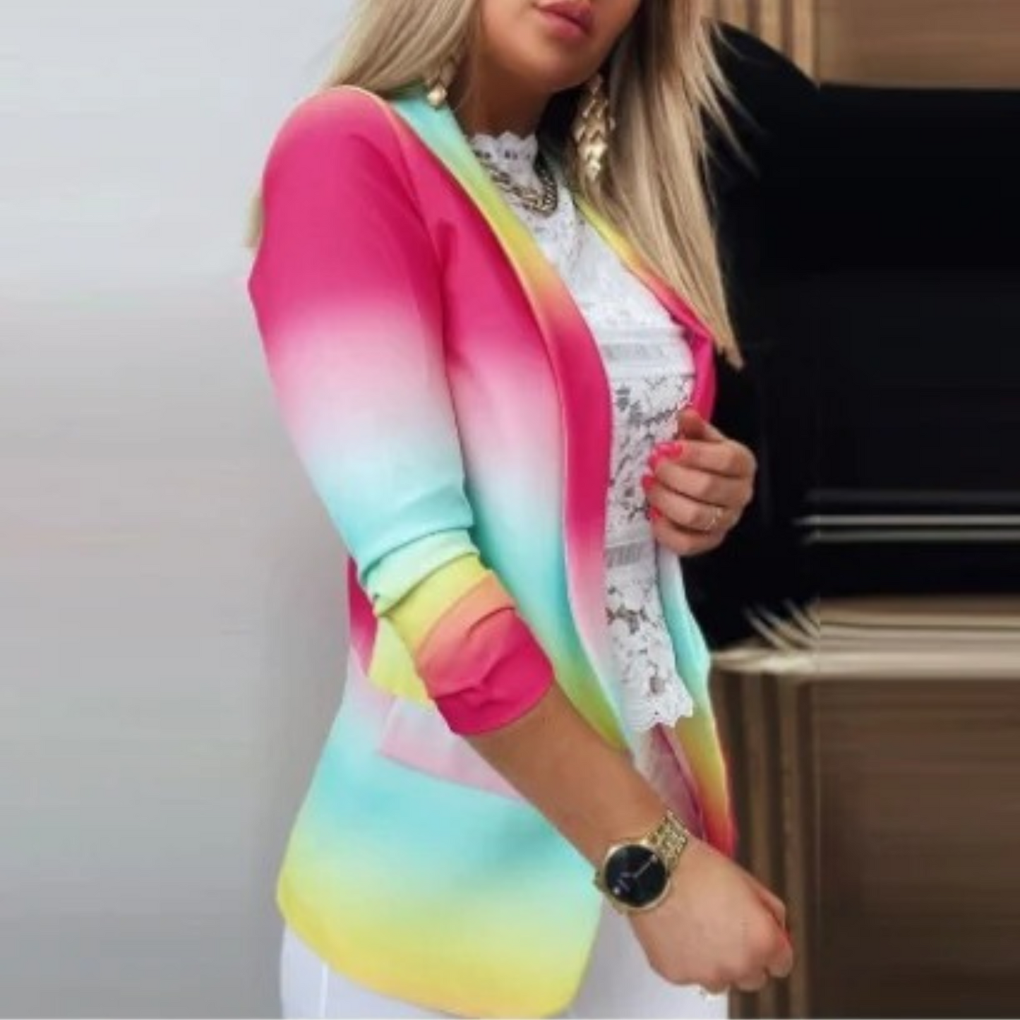 Women's Unique print multicolor blazer with pockets | Perfect for Casual days