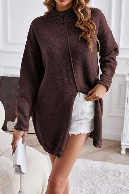 Women's Cozy Turtleneck Jumper with Middle Slit | Ideal for Winter
