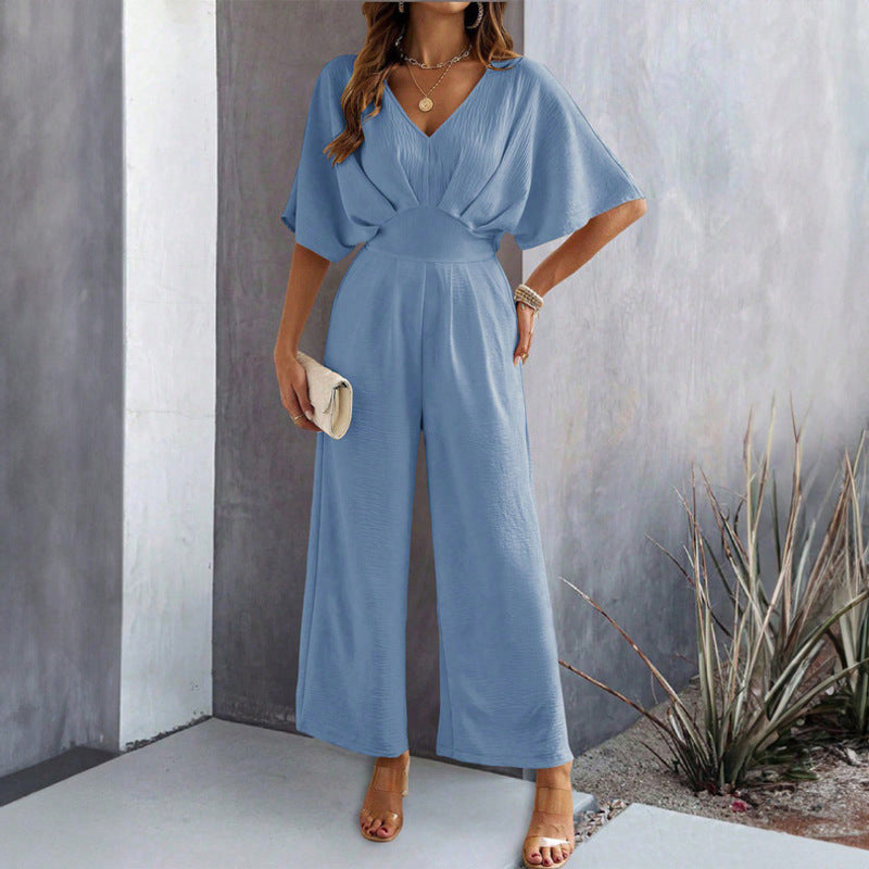 Women's Casual V-Neck Short Sleeve Jumpsuit | Perfect for Casual Days