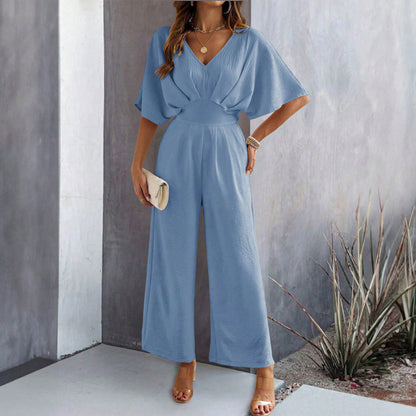 Women's Casual V-Neck Short Sleeve Jumpsuit | Perfect for Casual Days