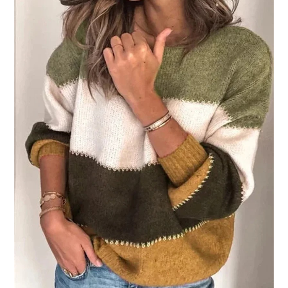 Women's Stylish Cashmere Jumper with Color Accents | Ideal for Winter
