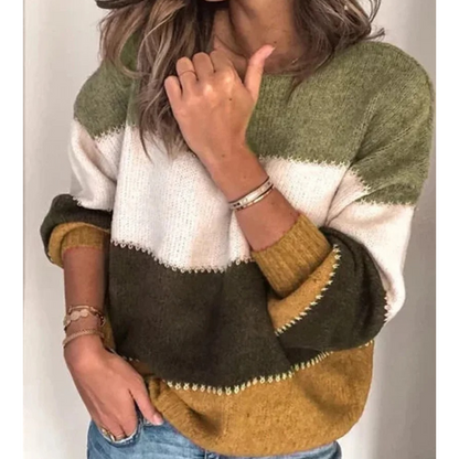 Women's Stylish Cashmere Jumper with Color Accents | Ideal for Winter
