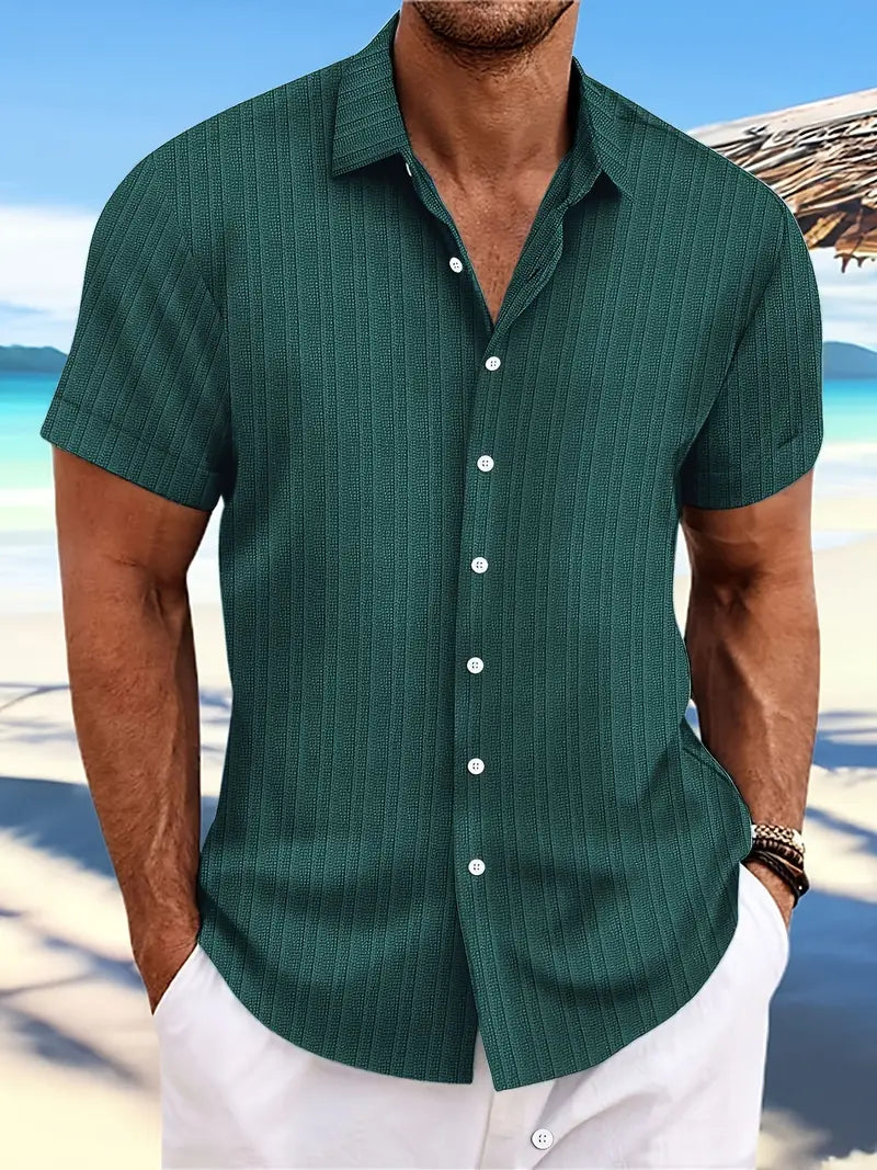 Men's Casual Soft Cotton Shirt with Loose Striped Design