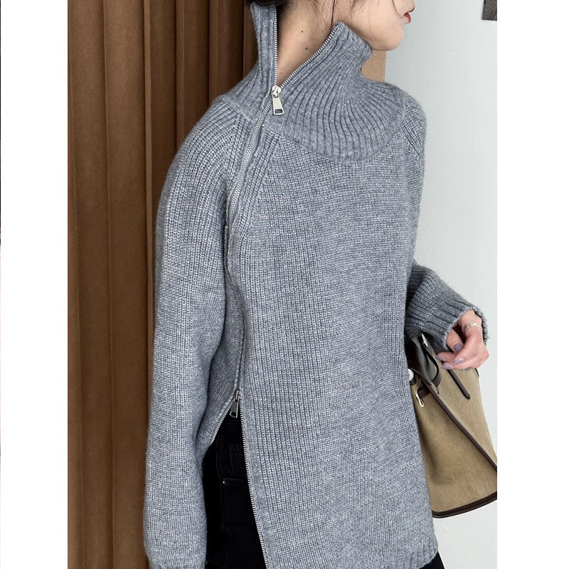 Women's Side Zip Turtleneck Sweater | Ideal for Autumn/Winter