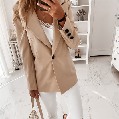 Women's Elegant Smart Casual Blazer with Single Button Lapel | Ideal for Autumn/Winter