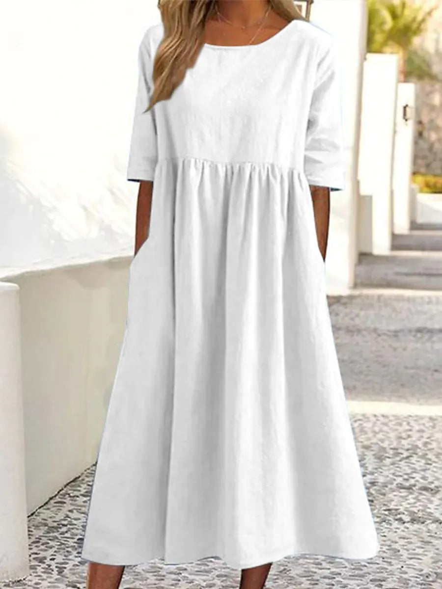 Women's Summer Midi Dress with Short Sleeves | Ideal for Summer