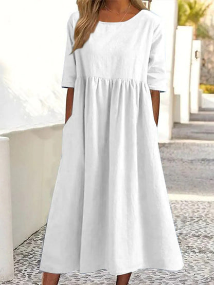 Women's Summer Midi Dress with Short Sleeves | Ideal for Summer