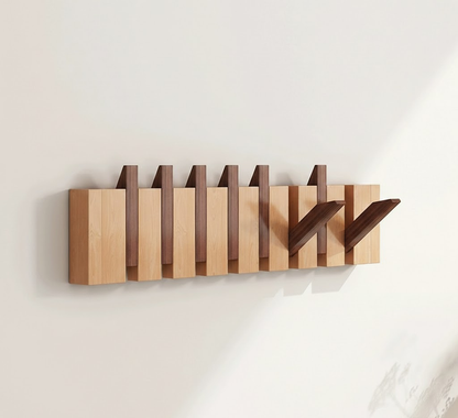Wall Coat Rack Wood Foldable Hook Entryway Organizer