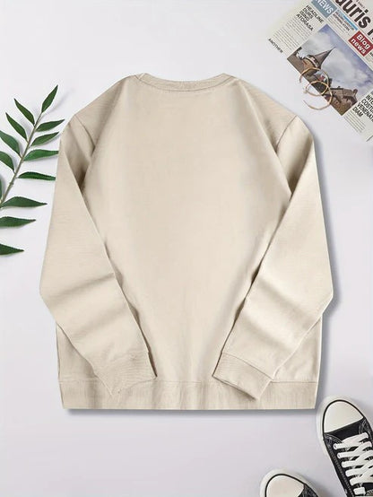 Men's Casual Loose Round Neck Sweatshirt with Elbow Patches | Ideal for Autumn/Winter