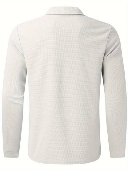 Men's Casual Soft Waffle Shirt with Long Sleeves
