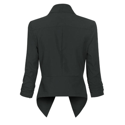 Women’s Open Front Draped Blazer Long Sleeve Office Wear