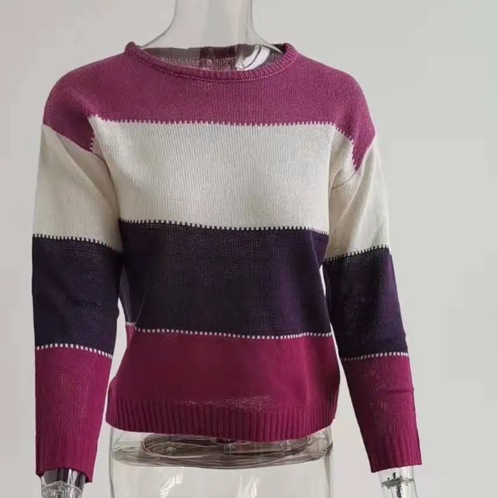 Women's Stylish Cashmere Jumper with Color Accents | Ideal for Winter