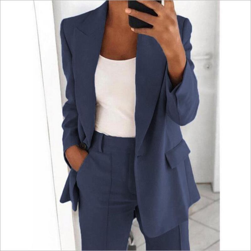 Women's Elegant Slim-Fit Style Blazer and Wide-Leg Pants Set | Ideal for All Seasons