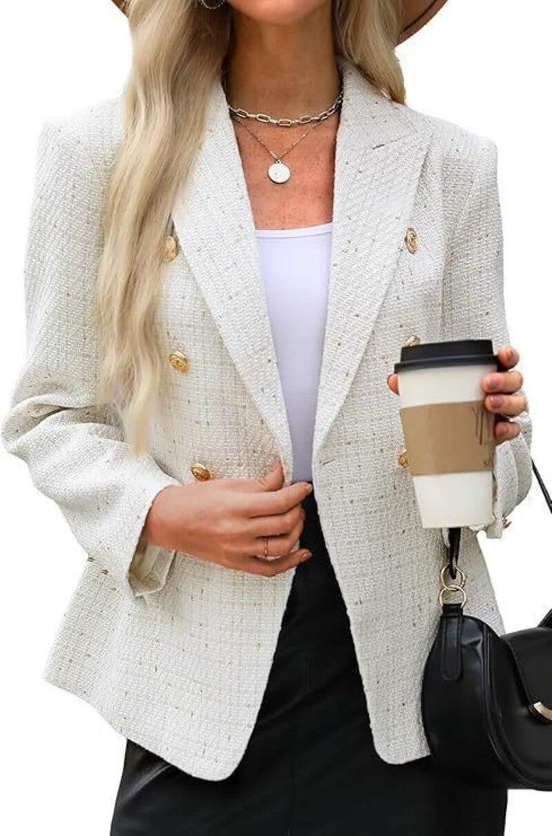 Women's Elegant Smart Casual Tweed Blazer | Ideal for Autumn/Winter