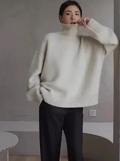 Women's Loose Fit Turtleneck Knit Jumper for Women | Ideal for winter