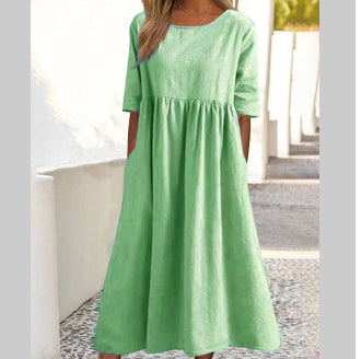 Women's Summer Midi Dress with Short Sleeves | Ideal for Summer