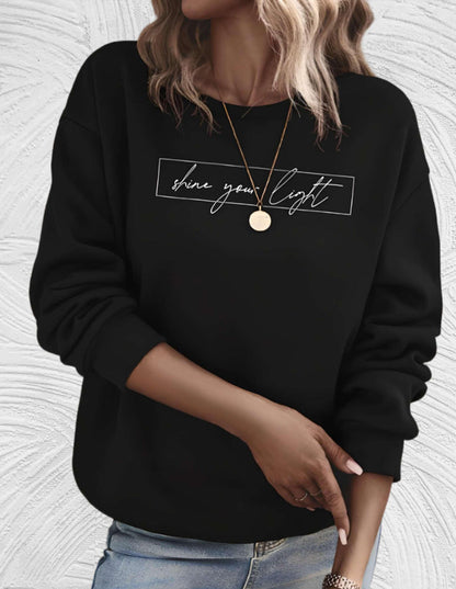 Women's Casual Sweater with "Shine Your Light" Print | Perfect for Autumn/Winter
