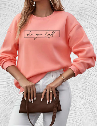 Women's Casual Sweater with "Shine Your Light" Print | Perfect for Autumn/Winter