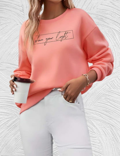 Women's Casual Sweater with "Shine Your Light" Print | Perfect for Autumn/Winter
