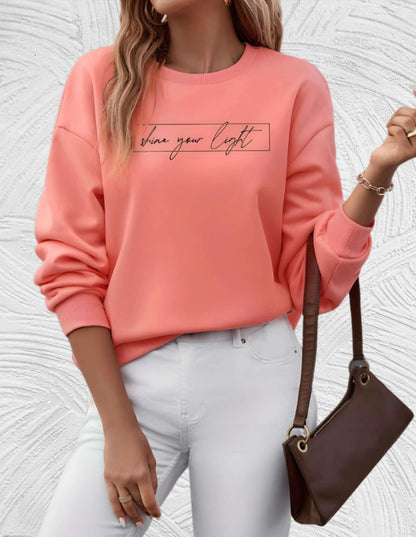 Women's Casual Sweater with "Shine Your Light" Print | Perfect for Autumn/Winter