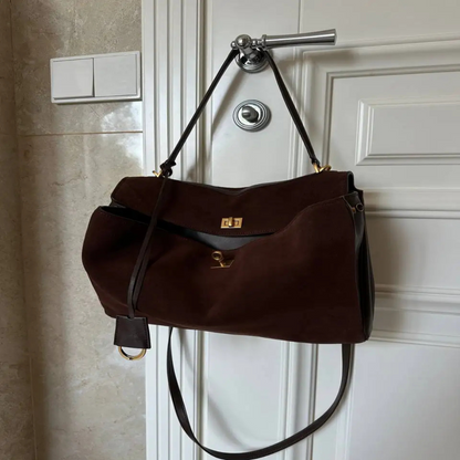 Suede Handbag Top Handle Vintage Luxury Bag