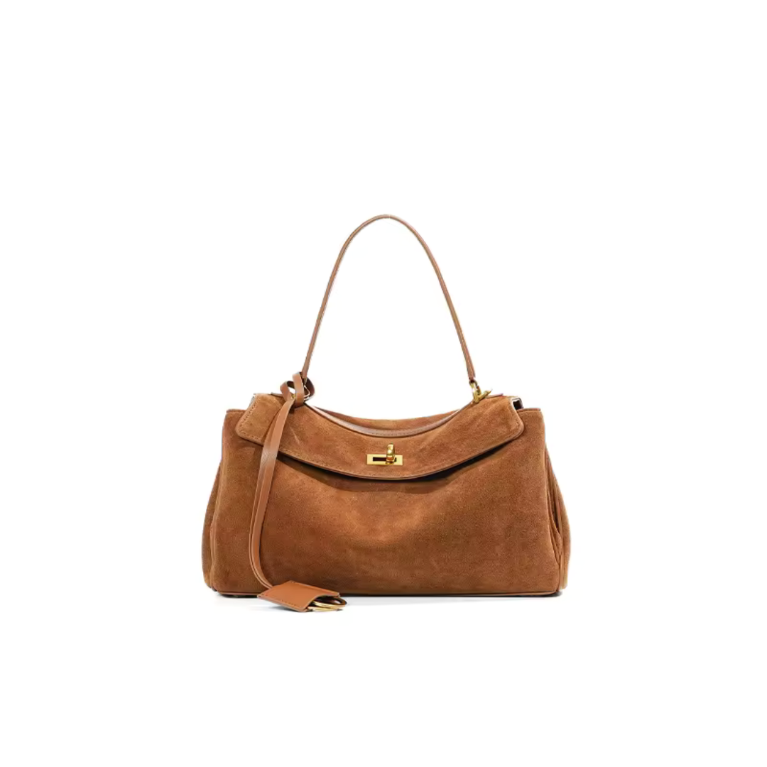Suede Handbag Top Handle Vintage Luxury Bag