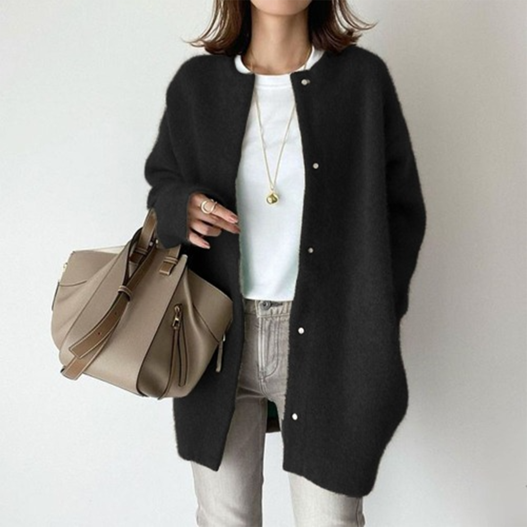 Women's Cozy Solid Colour Chunky Knit Cardigan with Buttons | Ideal for Winter
