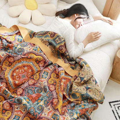 Sunrise Boho Reversible Blanket | 100% Cotton Blanket - Image 3