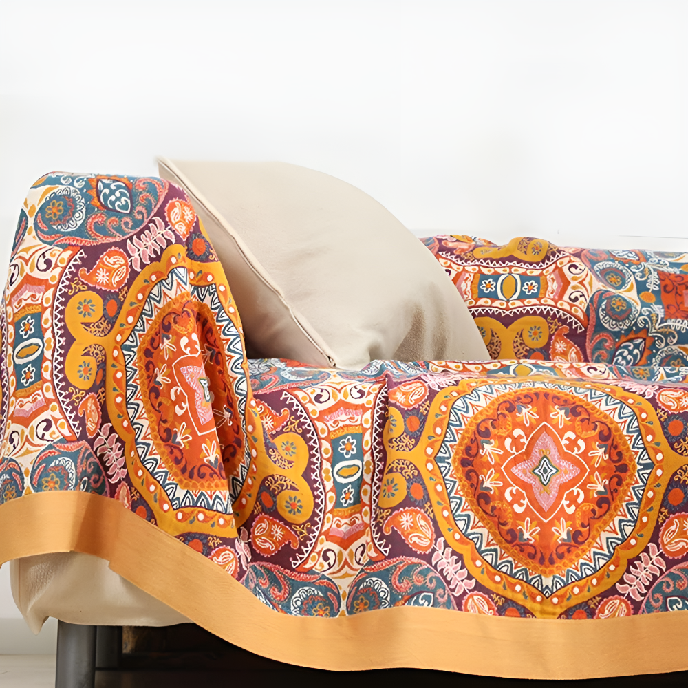 Sunrise Boho Reversible Blanket | 100% Cotton Blanket - Image 6