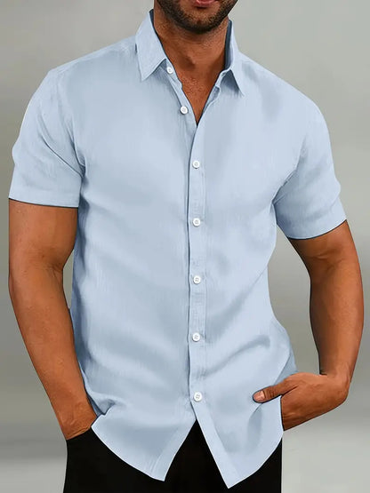 Men's Lightweight Button-Down Shirt with Short Sleeves