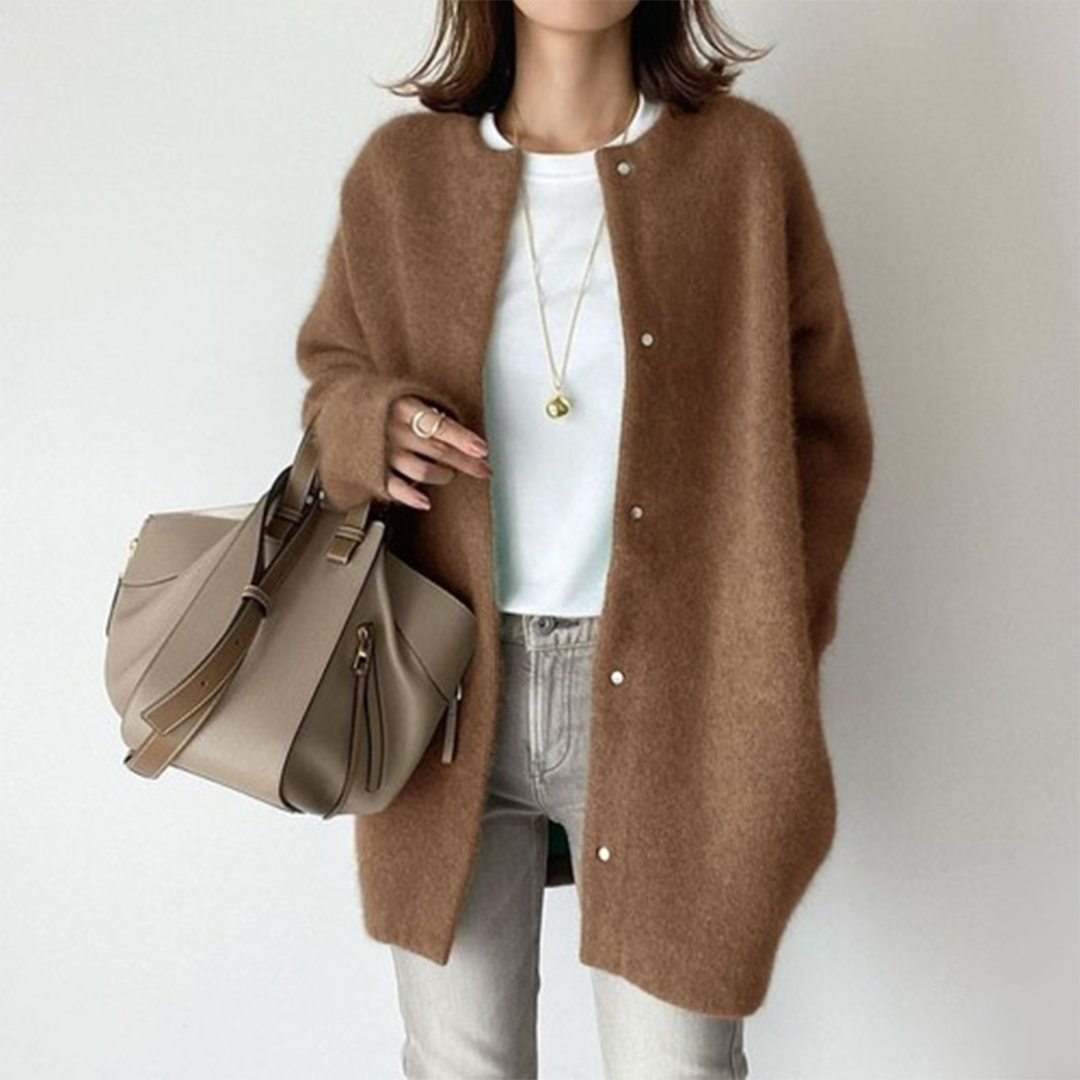 Women's Cozy Solid Colour Chunky Knit Cardigan with Buttons | Ideal for Winter