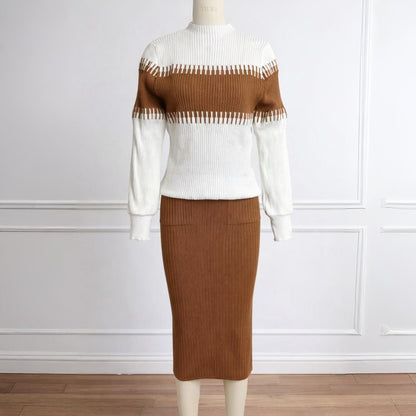 Casual Ribbed Two-Piece Knit Sweater Outfit Set for Women | Perfect for Casual Days