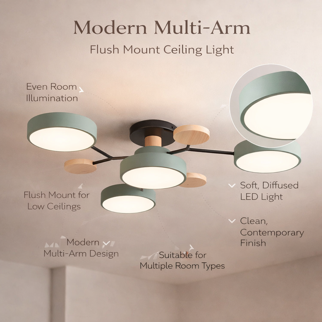 Ceiling Light Modern Metal Multi Arm Flush Mount
