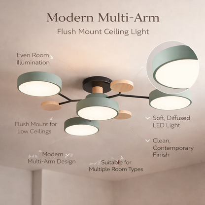 Ceiling Light Modern Metal Multi Arm Flush Mount