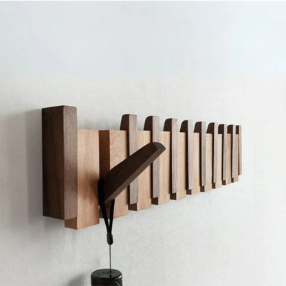 Wall Coat Rack Wood Foldable Hook Entryway Organizer