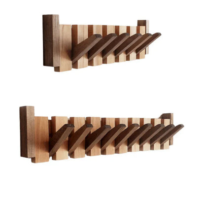 Wall Coat Rack Wood Foldable Hook Entryway Organizer
