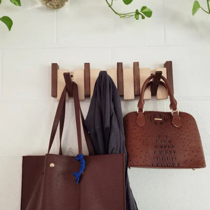Wall Coat Rack Wood Foldable Hook Entryway Organizer