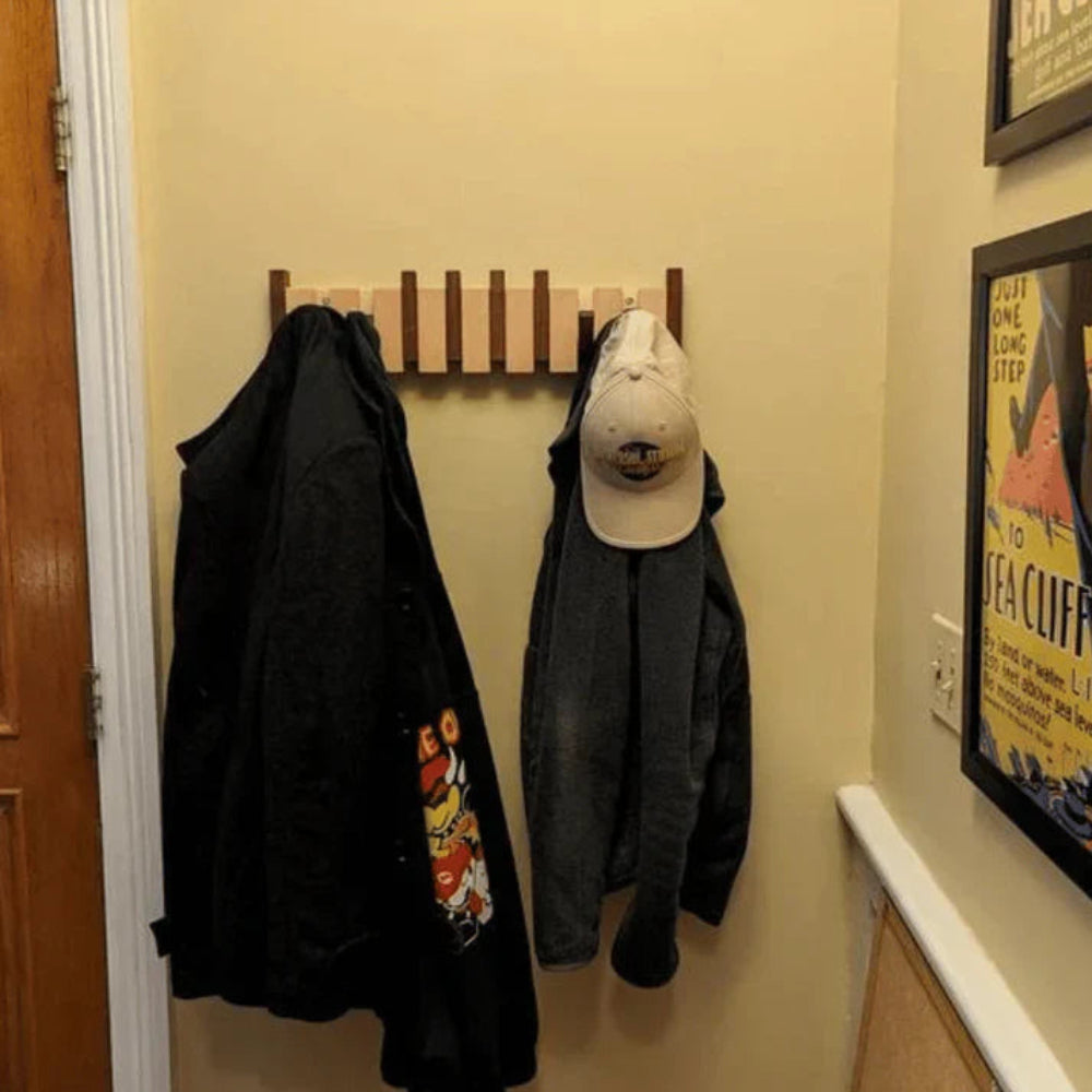 Wall Coat Rack Wood Foldable Hook Entryway Organizer