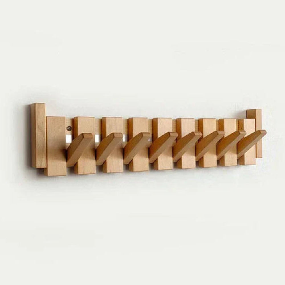 Wall Coat Rack Wood Foldable Hook Entryway Organizer