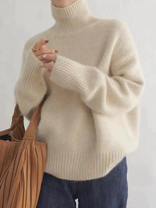 Women's Lined Cashmere Roll Neck Turtleneck Jumper | Ideal for Winter