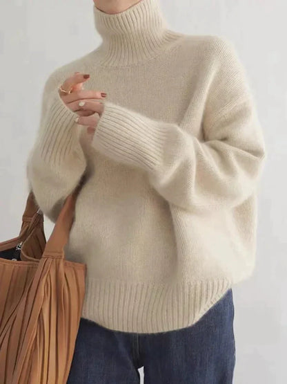 Women's Lined Cashmere Roll Neck Turtleneck Jumper | Ideal for Winter