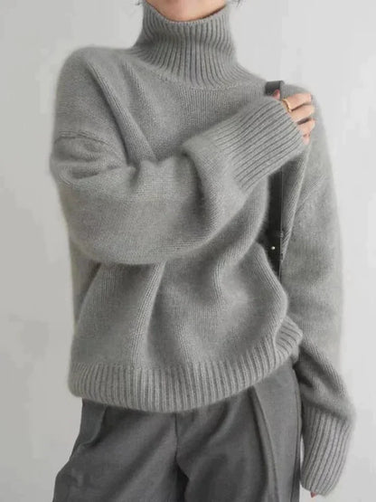 Women's Lined Cashmere Roll Neck Turtleneck Jumper | Ideal for Winter