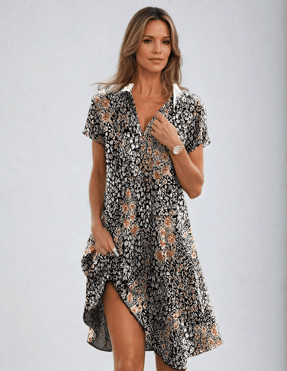 Women's Vintage Lightweight Dress with Floral Print