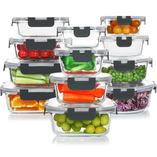 Glass Food Storage Containers – 24-Piece Airtight Meal Prep Set 0