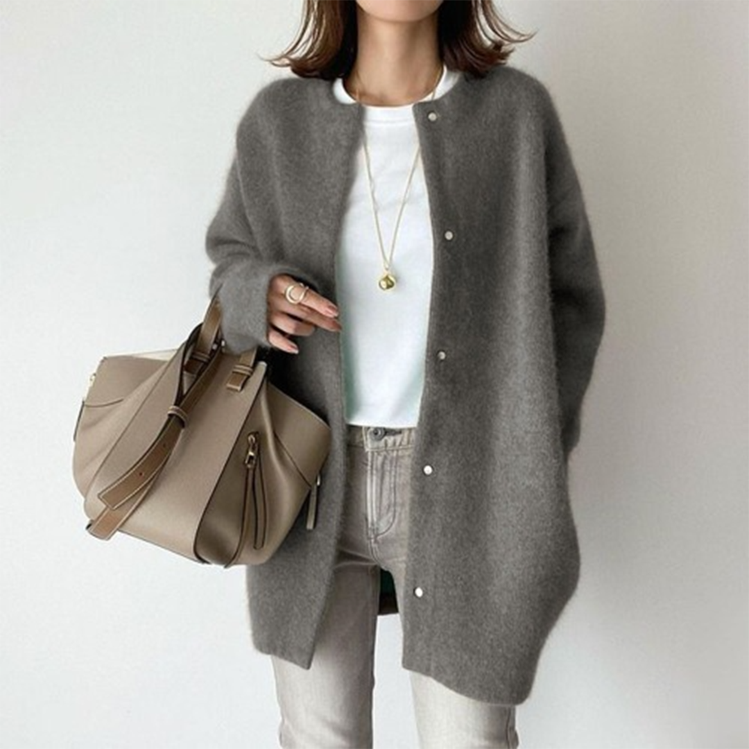 Women's Cozy Solid Colour Chunky Knit Cardigan with Buttons | Ideal for Winter